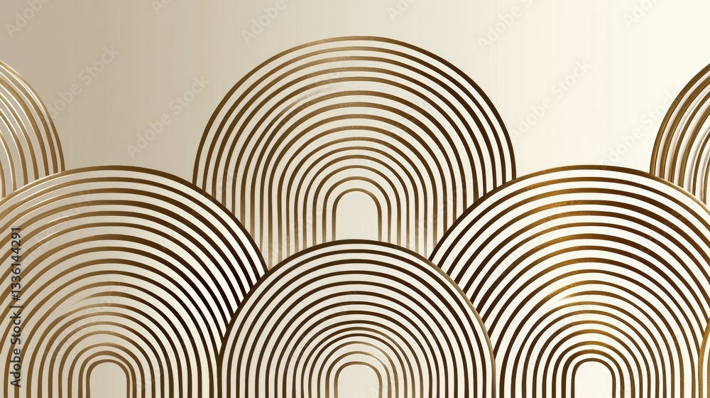 Poster elegant gold and beige wave pattern with curved lines for modern design projects