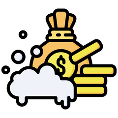 Money Laundering icon in Flat Color Style With Outline. Simple Vector Design. Simple Vector Flat Icon