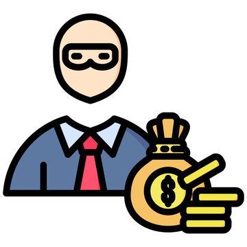 recommend clip art: Fraud icon in Flat Color Style With Outline. Simple Vector Design. Simple Vector Flat Icon