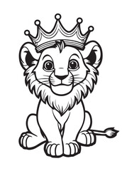 A cute cartoon lion head vector illustration shows a wild feline animal character