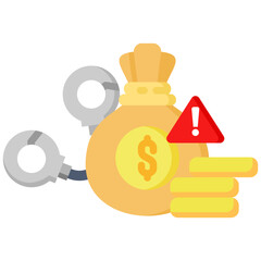 Handcuffs icon in Flat Color Style. Simple Vector Design. Simple Vector Flat Icon