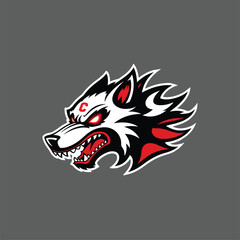 Aggressive Cartoon Wolf Head Logo - Perfect for Sports Teams, Gaming, and Competitive Brands

