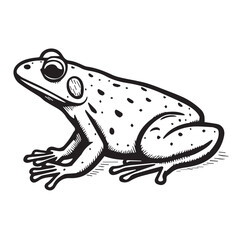 Naklejka premium Bold Black and White Frog Illustration with Clear Lines, Perfect for Printing and Coloring Activities