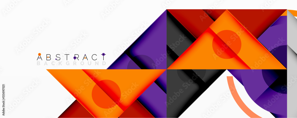 Aufkleber abstract geometric composition with intersecting triangles, circles, and gradients, creating a dynam