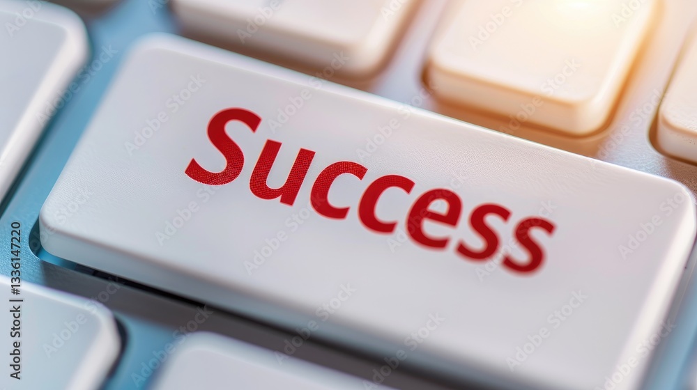 Poster close up of a keyboard key displaying the word success in red a concept image for achievement goals