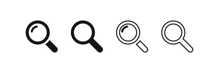 Magnifying glass icon, search icon Vector Illustration, Magnifying glass set, Zoom symbol,  zoom lens sign, scan search symbol isolated, search symbol for web icons flat vector illustration.
