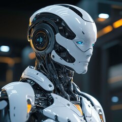 Latest advancements in robotics showcased with a humanoid robot in a modern exhibition environment
