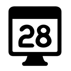 Monitor screen with date icon in SVG with transparent background