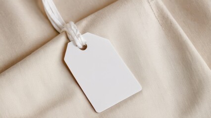 Customizable clothing tag mockup on soft fabric for branding and design projects.