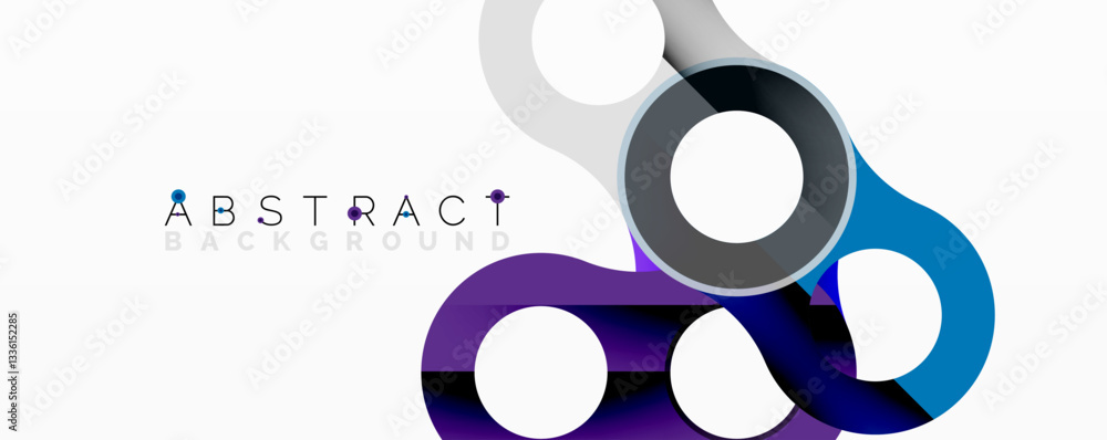 Poster abstract geometric pattern with interlocking circular and tubular shapes featuring smooth gradients,