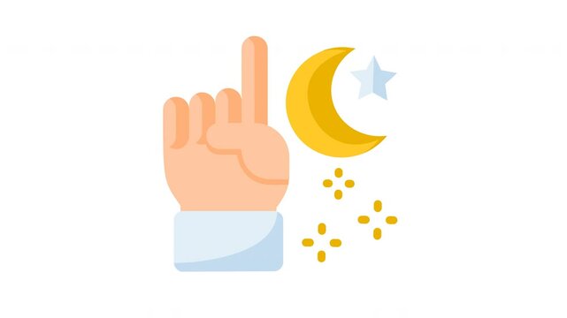 Animated tauhid with hand and islamic sign symbol. Suitable for hajj, ramadan, muslim, ramadan, islam, mubarak, kareem, religion, celebration, fasting, culture, religious, moslem and eid mubarak