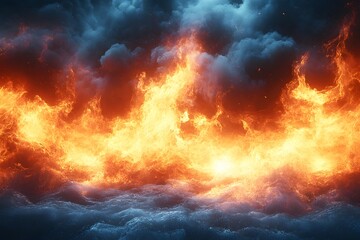 Fototapeta premium Dramatic Fire and Water Collision in Moody Natural Spectacle