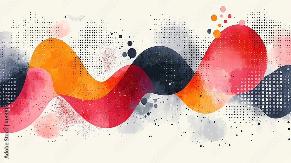 Aufkleber abstract colorful waves with dots and textures for modern design and background use