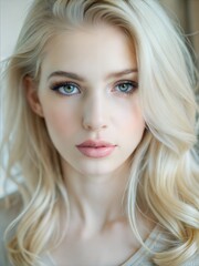 Fototapeta premium portrait young blonde slim fashion elegance delicate soft light