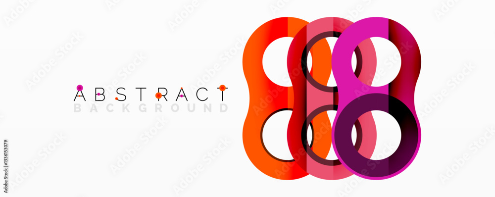 Poster abstract geometric pattern with interlocking circular and tubular shapes featuring smooth gradients,