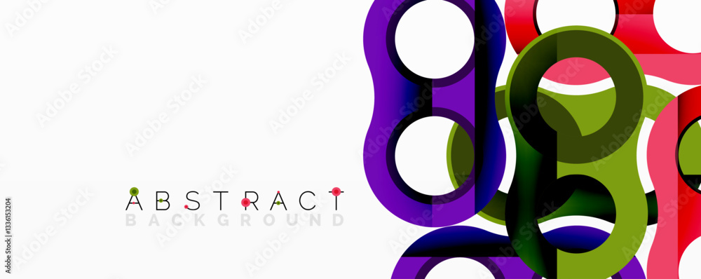 Poster Abstract circle element composition with overlapping circular and tubular shapes featuring smooth gradients, transparency effects, and dynamic layering