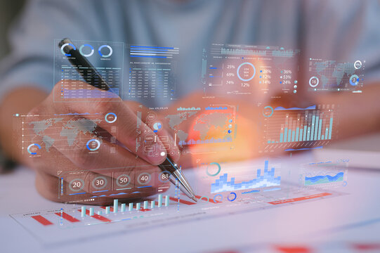DevOps engineer in Digital transformation technology strategy of business processes and data, optimize and automate operations, customer service management, Businessman using pen work with data chart - Powered by Adobe
