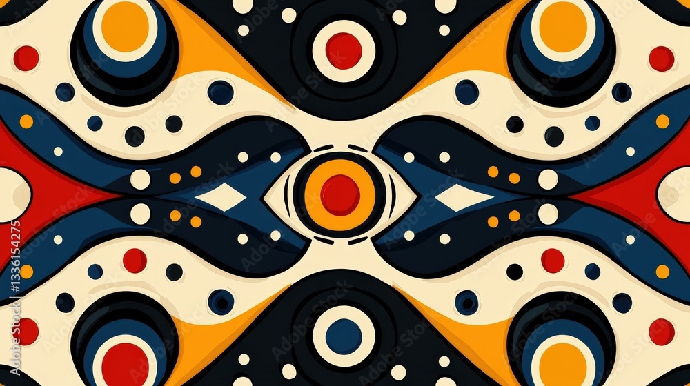 Aufkleber abstract colorful pattern with eye motif and circular shapes on dark background