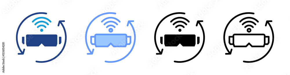 Poster vr icon set multiple style collection