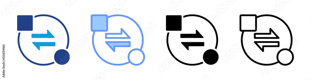 Aufkleber spatial interaction icon set multiple style collection