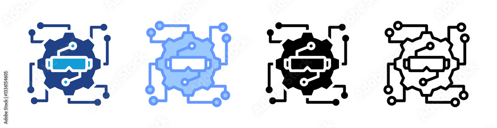 Poster Spatial Comp Technology icon set multiple style collection