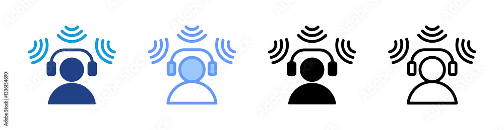 Poster Spatial Audio icon set multiple style collection