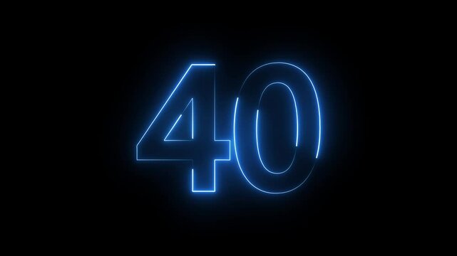 The neon 40 text icon showcases bold, glowing letters with a vibrant, electrifying effect, offering a sleek, modern design that captures attention with its luminous, dynamic style.