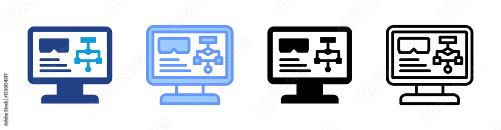 Poster Spatial Computing Algorithm icon set multiple style collection
