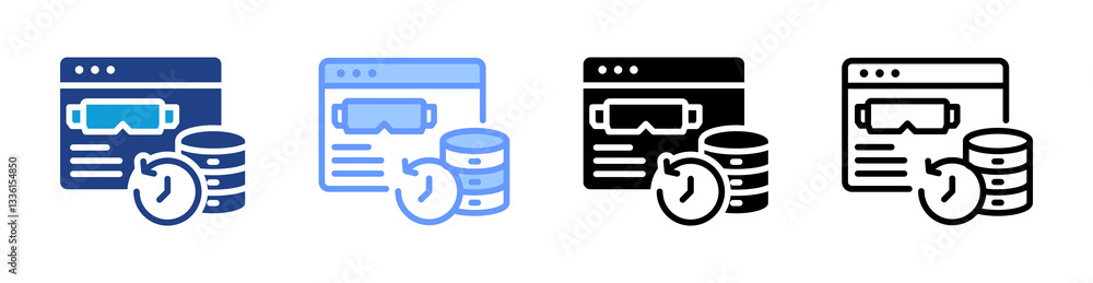 Aufkleber Spatial Temporal Data icon set multiple style collection