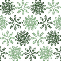 seamless pattern with green circles flower pattern background
