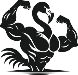 silhouette of a bodybuilder flamingo