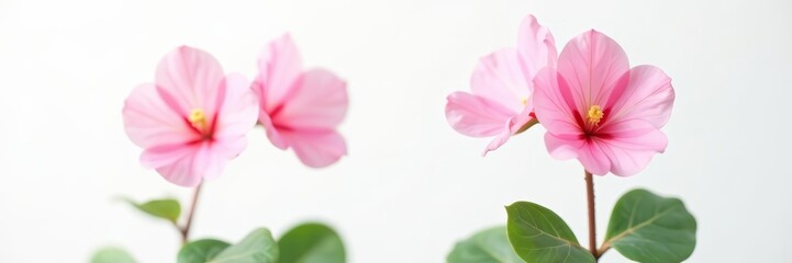 Obraz premium Pink begonia bloom standing out against white background, beautiful, garden