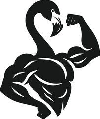 black and white a bodybuilder flamingo