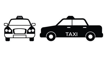 Naklejka premium Taxi Cab Car Silhouette Set Vector Illustration.