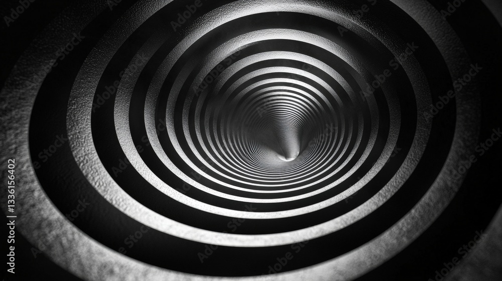 Poster abstract black spiral tunnel with smooth gradients and soft shadows in a modern style