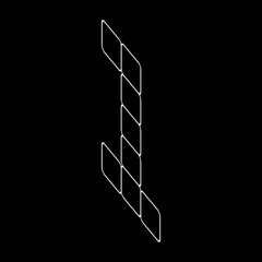 Vector outline number 1. Italic number design. This design is suitable for t-shirts, construction, architecture, sports, etc. Alphabet for kids to color.