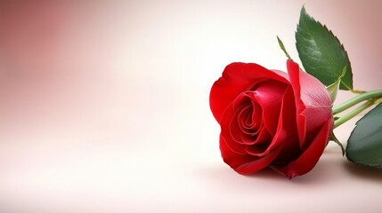 Fototapeta premium Elegant single red rose on white background perfect for valentine day romance and special occasions
