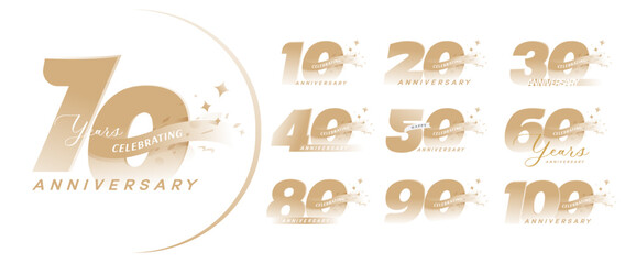 set of anniversary logo for celebration moment, company profile, booklet, leaflet, magazine, brochure, web, invitation or greeting card