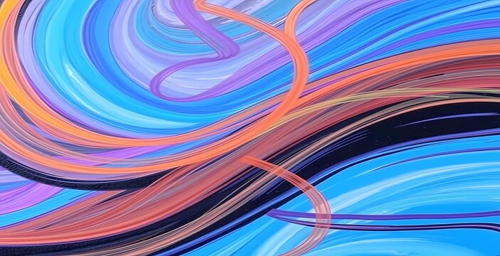 Abstract colored twisted lines in a vibrant flowing style of contemporary art