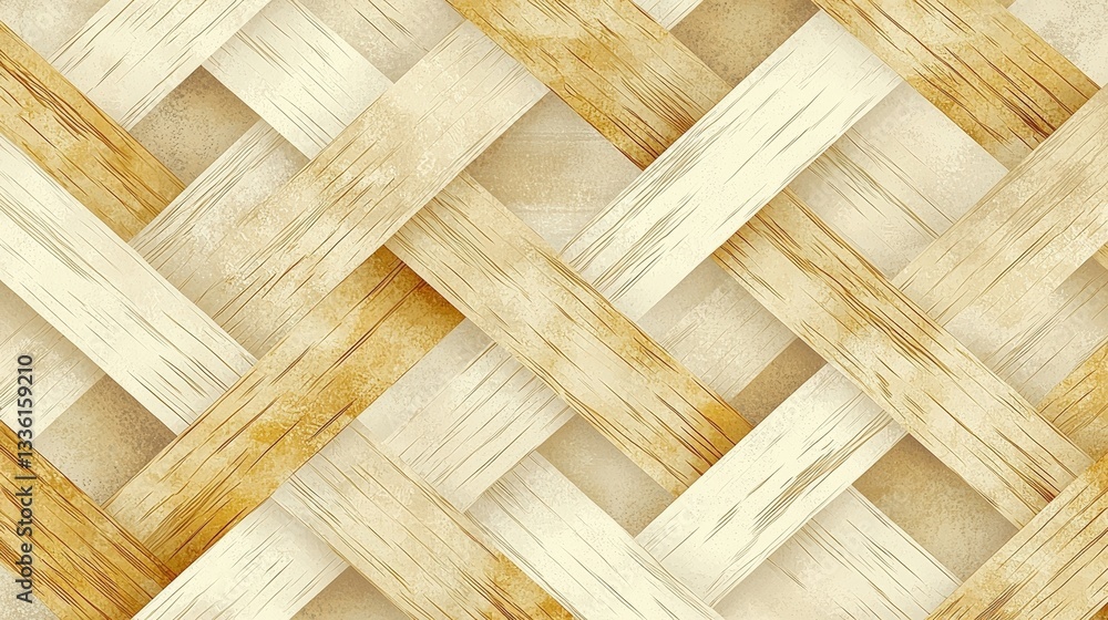 Poster woven wooden texture background in soft neutral tones with natural patterns and subtle shadows