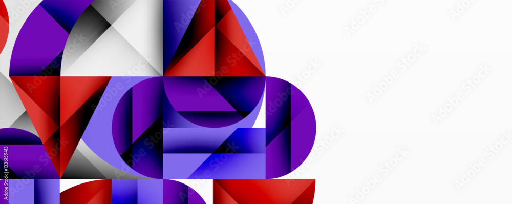 Aufkleber Modern abstract composition with layered circles and angular segments featuring gradients, transparency effects, and a structured geometric layout