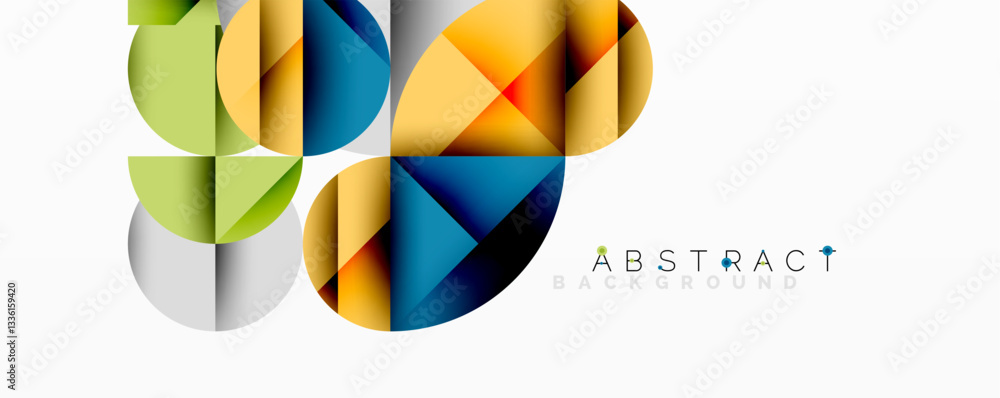 Aufkleber Modern abstract composition with layered circles and angular segments featuring gradients, transparency effects, and a structured geometric layout