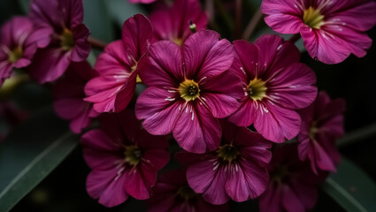 close-up of a cluster of vibrant magenta flowers with delicate petals