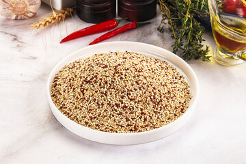 Raw dry quinoa seeds cereal