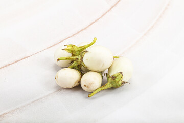 Natural organic white round eggplant