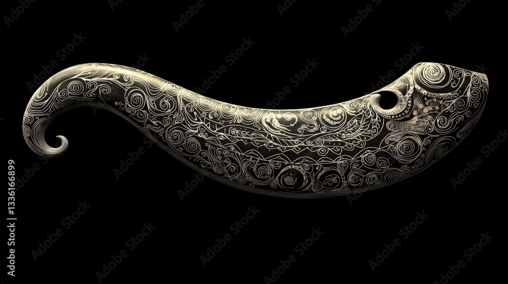 Poster intricately carved decorative object with unique patterns and distinctive design features