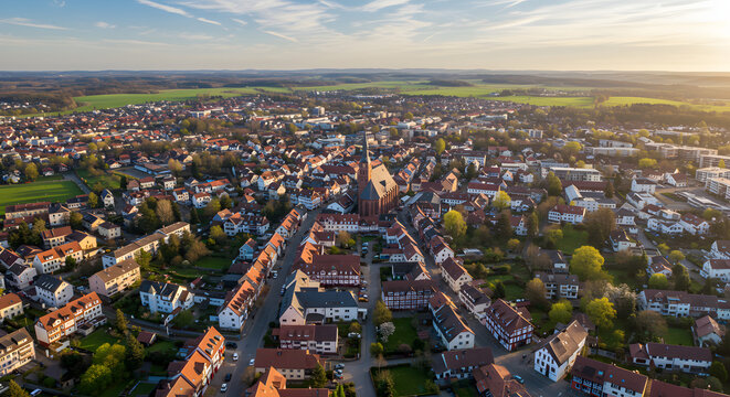 A Stunning Aerial View of Bretten, Germany, on a Bright Spring Day

