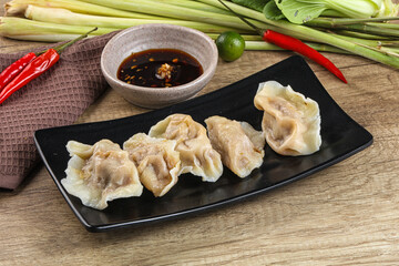Asian steamed dumplings with meat