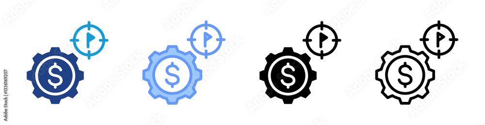 Poster mission icon set multiple style collection