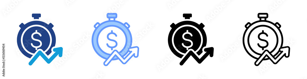 Poster Efficiency icon set multiple style collection